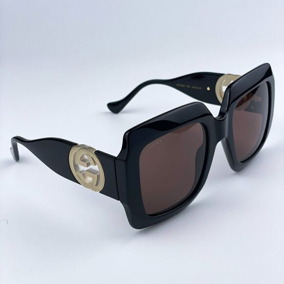 NEW Gucci GG1022S 005 Black Brown Square Chain Women Sunglasses - Picture 5 of 14